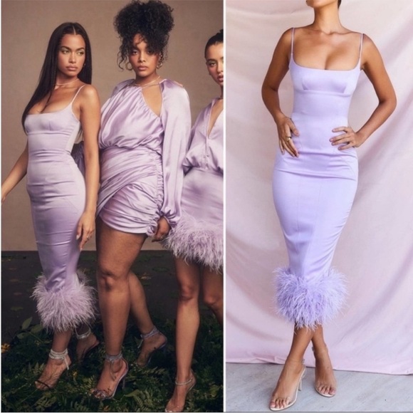 House of cb Helena lavender feather midi dress - Picture 3 of 3